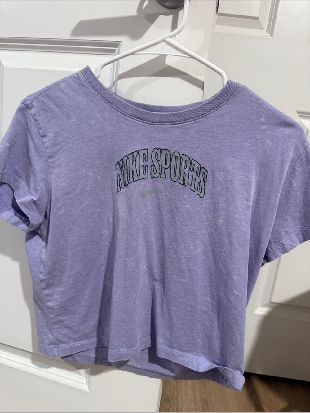 Nike Lavender Cropped Tee with 'Nike Sports' Logo